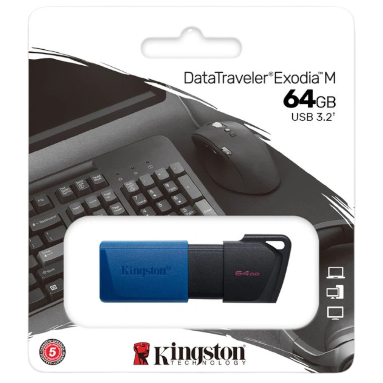 Флеш-пам'ять USB 64Gb USB3.2 Kingston DataTraveler Exodia Black/Blue (DTXM/64GB) NEW 00-00009283